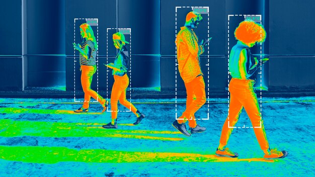 Lichaamstemperatuur tijdens coronavirus pandemie warmtebeeld