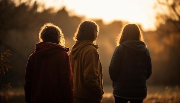 Gratis foto liefde en saamhorigheid in de warme omhelzing van de natuur gegenereerd door ai