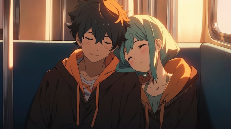 Lifestyle scène in anime stijl met persoon die dagelijkse taken uitvoert