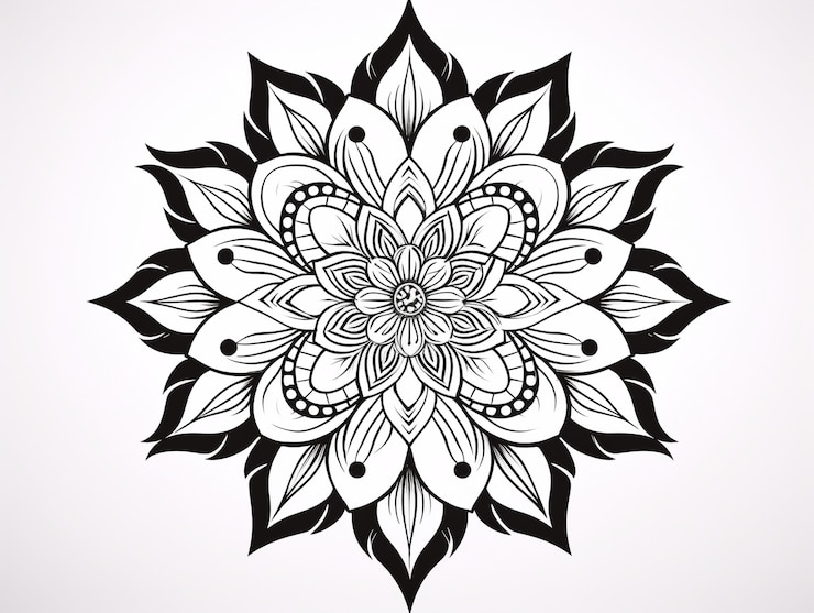 Gratis Foto lijnkunst mandala illustratie