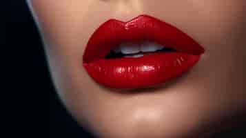 Gratis foto lippen geschilderd met rode kleur close-up