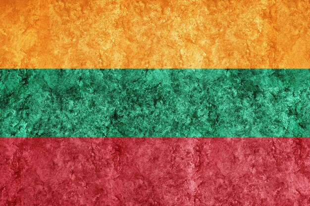 Litouwen metalen vlag, getextureerde vlag, grunge vlag