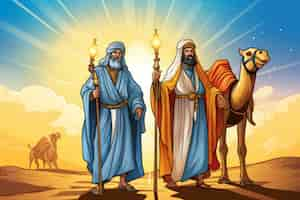 Gratis foto los reyes magos epiphany cartoon illustratie