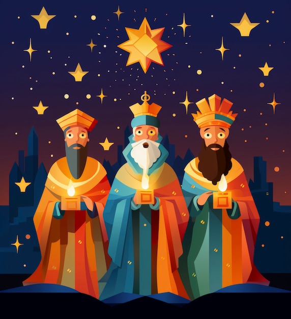 Los reyes magos epiphany cartoon illustratie