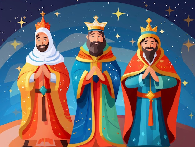 Gratis foto los reyes magos epiphany cartoon illustratie