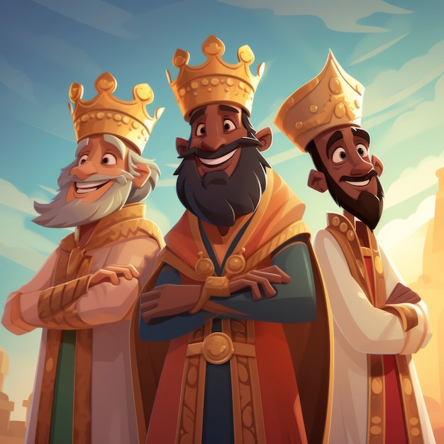 Gratis foto los reyes magos epiphany cartoon illustratie