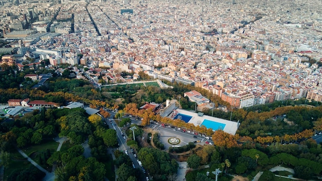 Luchtfoto drone uitzicht op Barcelona, Spanje