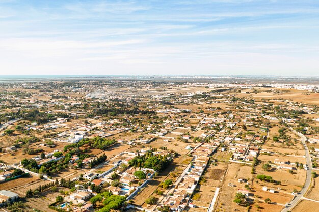 Luchtfoto naar landelijke landschap afstandsschot