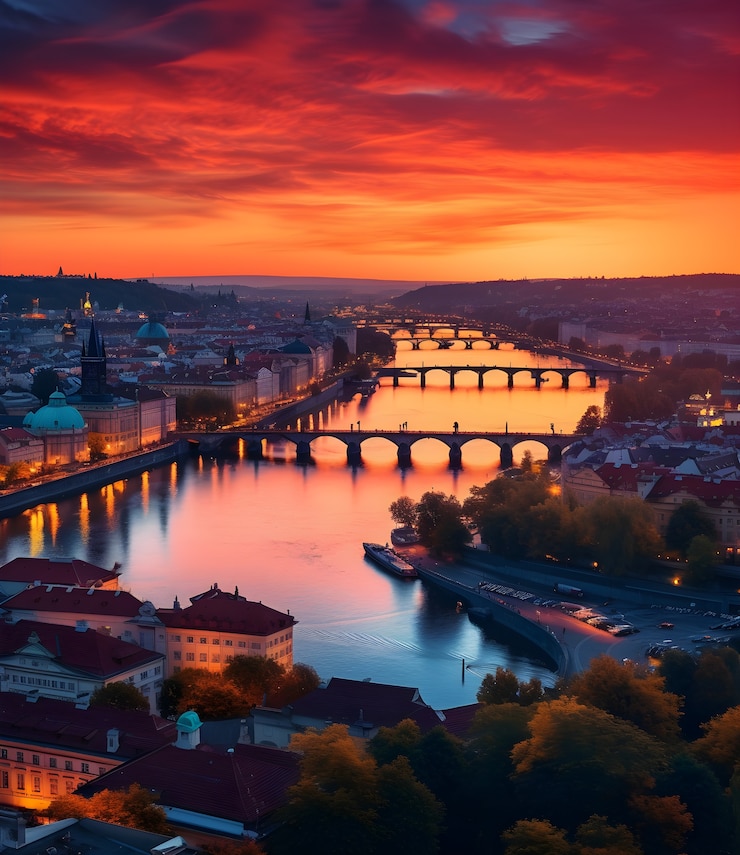 Gratis Foto luchtfoto van de stad aan het water