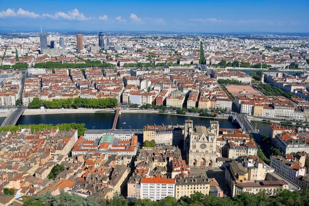 Luchtfoto van de stad Lyon