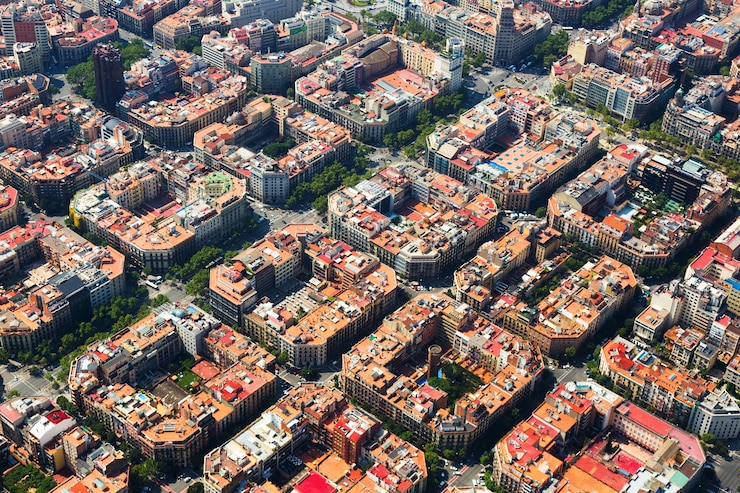 Gratis Foto luchtfoto van het district eixample. barcelona, ​​spanje