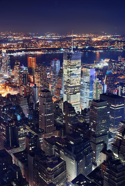 Gratis foto luchtfoto van new york city 's nachts