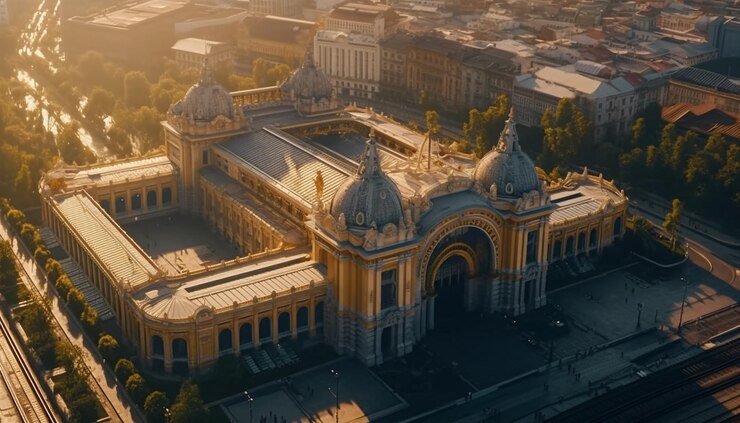 Gratis Foto luchtmening van het paleis van de heilige drievuldigheid in boekarest
