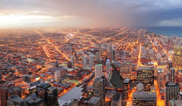 Gratis foto luchtpanorama in het centrum van chicago