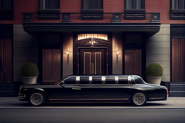 Gratis foto luxe auto geparkeerd buiten elegant modern gebouw generatieve ai