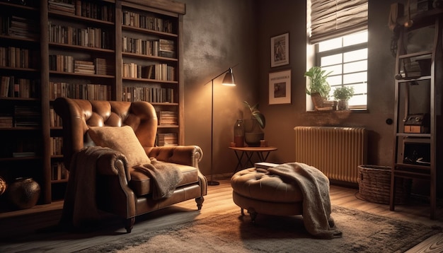 Luxe moderne woonkamer met antiek decor gegenereerd door AI