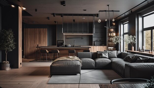Luxe woonkamer moderne elegantie en comfort gegenereerd door AI