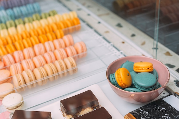 Macaroons in café