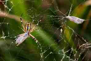 Gratis foto macro-opname van spin die prooi wikkelt