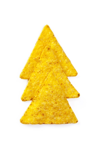 Maïs nacho's op witte achtergrond