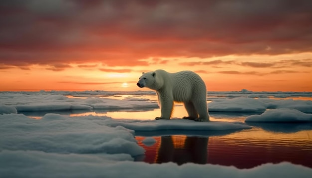 Majestueus arctisch zoogdier dat op een bevroren ijsschots staat, gegenereerd door AI