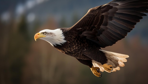 Gratis foto majestueuze amerikaanse zeearend spreidt vleugels in de lucht gegenereerd door ai