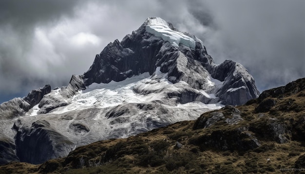 Gratis foto majestueuze bergketen besneeuwde toppen rustige omgeving gegenereerd door ai