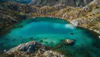 Gratis foto majestueuze bergtop turquoise water rustige scène gegenereerd door ai