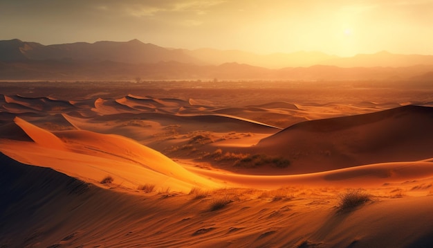 Majestueuze zandduinen rimpelen in dor Afrika, gegenereerd door AI