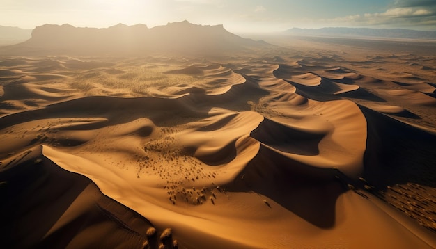 Majestueuze zandduinen rimpelen in het rustige Afrika, gegenereerd door AI