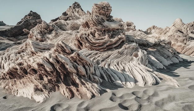 Gratis foto majestueuze zandstenen kliffen vormen de panoramische schoonheid van de afgelegen afrikaanse kustlijn, gegenereerd door ai