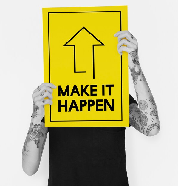 Make It Happen Positiviteit Houding Mogelijk grafische woorden