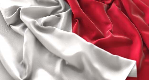 Malta Flag Ruffled Mooi Wave Macro Close-up Shot