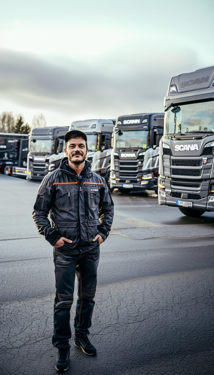 Gratis Foto man die als vrachtwagenchauffeur werkt