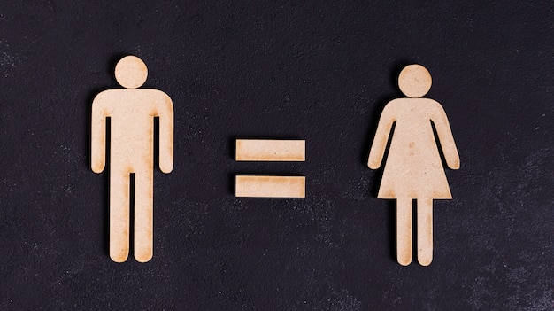Man en vrouw gelijke rechten op zwarte achtergrond
