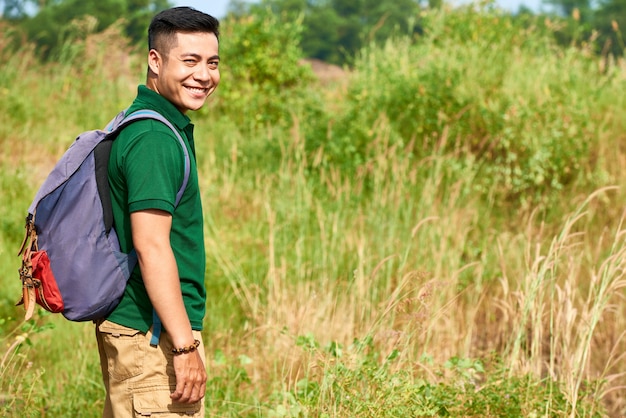 Man genieten van trekking