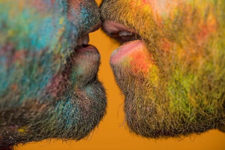 Gratis Foto man lippen verzamelden zoenen