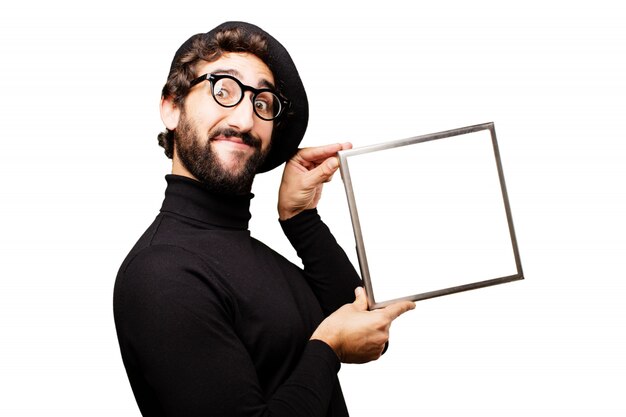 Man met een frame