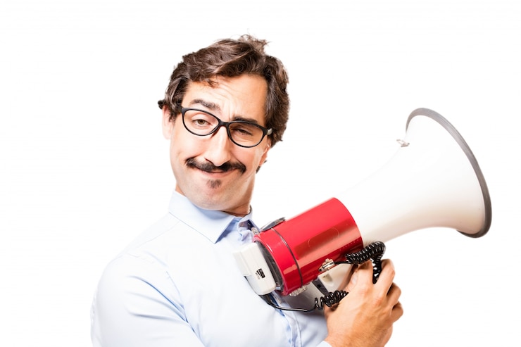 Gratis Foto man met een megafoon