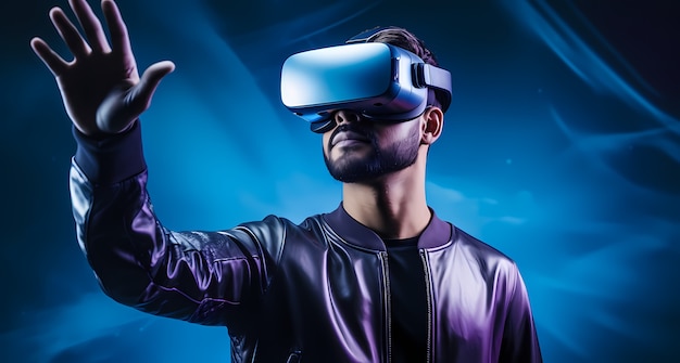 Gratis foto man met een vr-bril voor gaming