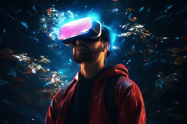 Gratis foto man met een vr-bril voor gaming