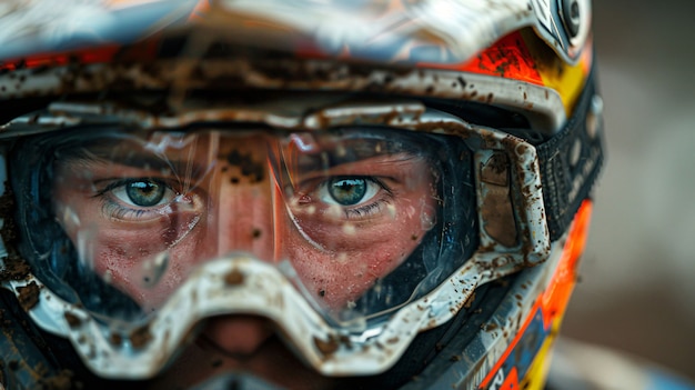 Man racen met een dirtbike in een fantasieomgeving