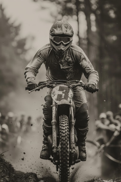 Gratis foto man racen met een dirtbike.