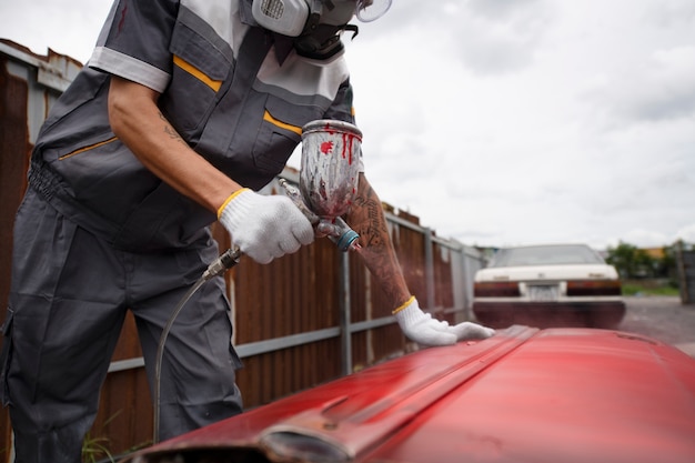 Man schilderij auto deur zijaanzicht