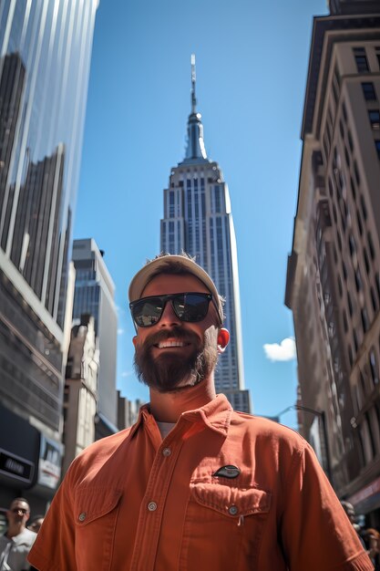 Man voor het Empire State Building