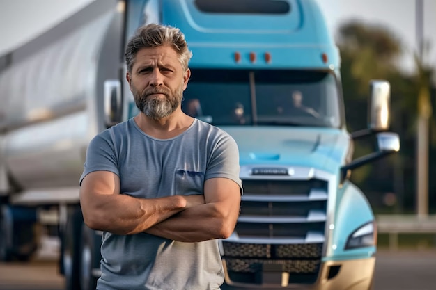 Gratis foto man working as a truck driver posing