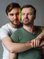 Gratis foto mannelijk paar met regenboogsymbool