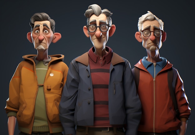 Gratis foto mannen cartoon personages samen