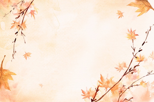 Maple leaf border achtergrond in oranje aquarel herfstseizoen
