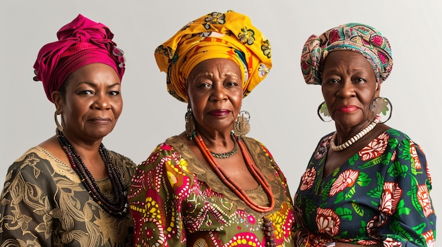 Gratis foto medium shot afrikaanse vrouwen die samen poseren.